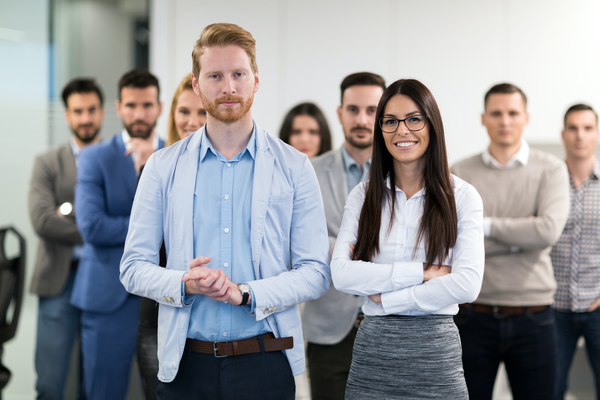 Portrait of business team posing in office